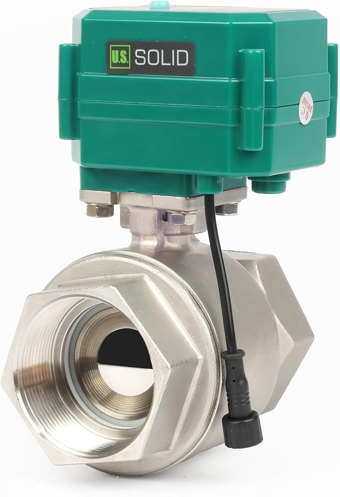 U.S. Solid 2" Smart Motorized Ball Valve - Stainless Steel Remote App Mobile-control Electrical Ball Valve with Manual Switch, Plug Connection