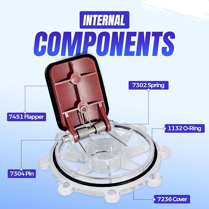 2 Pack 7056 Flapper with Lid O Ring & Set of 16 Screws – Pool Replacement Part 7056 Check Valve Flapper with Lid – Oring for Zodiac Jandy Spring Check Valve Models 7235, 7305, 7511, 7512