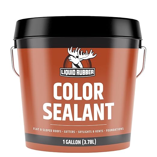 Liquid Rubber Color Waterproof Sealant - Elastomeric Roofing Coating for Flat or Slope Roofs & Foundations - DIY Paint & Leak Repair Membrane Compatible with Metal & Concrete - Medium Brown, 1 Gallon