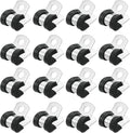 uxcell 1/4"(6mm) Cable Clamp, 304 Stainless Steel Rubber Cushioned Insulated Clamp R Shape Metal Clamp Tube Holder for Pipe Hose Wire Cord Installation 24Pcs