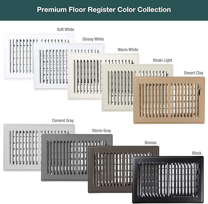 Shoemaker 4x10 Floor Register – Storm Gray Heavy Duty Metal Floor Vent Cover for Home Floors - Premium Forced Air Vent Covers