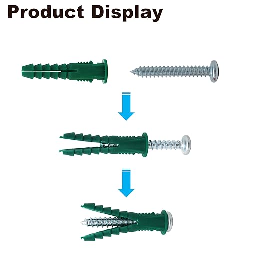 T.K.Excellent Plastic Drywall Anchors and Screws Kit, Ribbed Anchors Assortment Screws Kit, Wall Anchor Kit 400Pcs