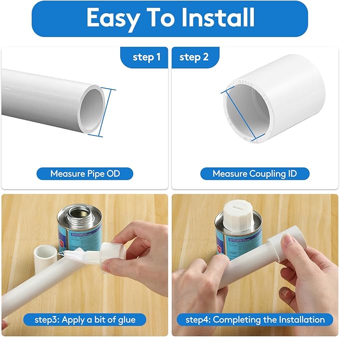 20 pcs 3/4" PVC Coupling Pipe Fittings (Socket x Socket) Schedule 40 PVC Fittings used For Plumbing and Irrigation