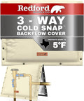 Redford Supply Co. Cold Snap (5°F) Backflow Preventer Insulation Cover, 3-Way Custom, 60"W x 50"H, Pipe Insulation, Water Sprinkler Covers for Outside, Sprinkler Backflow Cover for Winter (Beige)