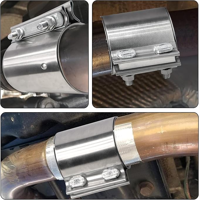 2.5 inch Exhaust Clamp Butt Joint Exhaust Band Clamp Sleeve Coupler 304 Stainless Steel