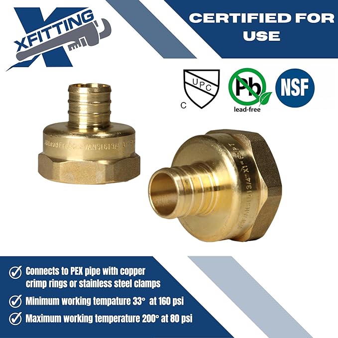 XFITTING 3/4 inch Pex x 1 inch Female NPT Adapter, 23-4-7=2X, 2 Pieces
