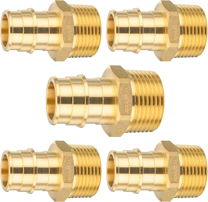 5-Pack HeSun PEX A Expansion Fitting, 1/2 Inch Male Thread Adapter,1/2" Male NPT x 1/2" Pex Expansion Adapter,ASTM F1960(PEX1960016-5)