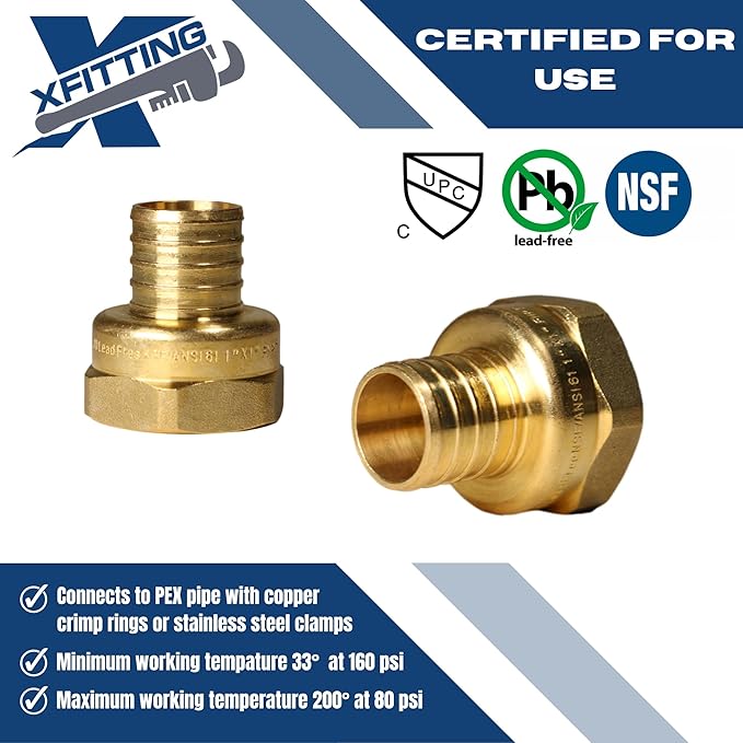 XFITTING 1 inch Pex x 1 inch Female NPT Adapter, 23-4-3=2X, 2 Pieces