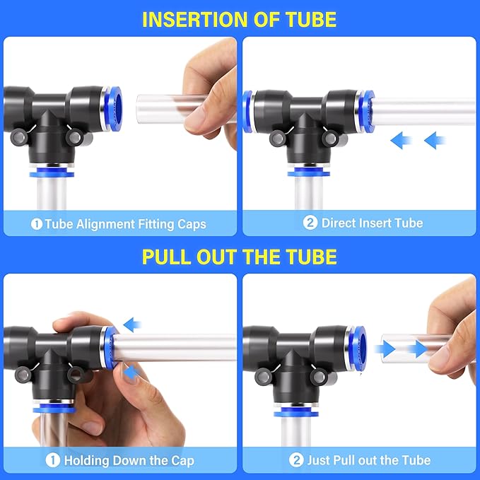 TAILONZ PNEUMATIC 5/32 Inch od Push to Connect Fittings Pneumatic Fittings Kit 10 Spliters+10 Elbows+10 tee+10 Straight (40 pcs)