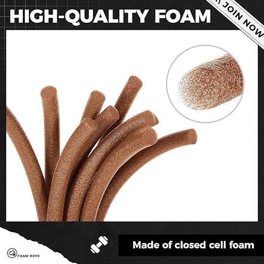 1/2 Inch x 100 ft Foam Backer Rod for Gaps Joints Concrete Crack Filler Caulk Saver Bulk Foam Backing Rod Concrete Filler Rope for Weather Stripping Door Seal (Brown)