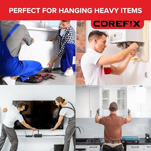 24 x 4.72 inch Heavy Duty Drywall Wall Anchors- Drywall Over Blockwork Wall Anchors & Screws - for TV Wall Bracket, Radiators, Shelving & More - Holds 220lbs On 4 Anchors