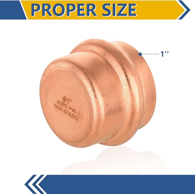 10-Pack GUOFIS Copper Press End Cap, 1" x 1" Plug Fittings for Copper Tube Connection with Stop(PRESS021-10Pack)