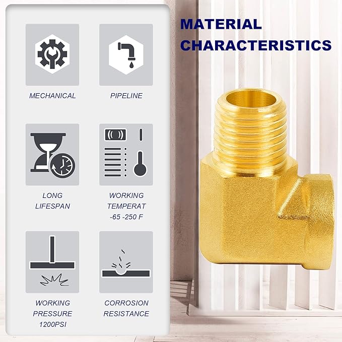 ChillWaves Brass Pipe Fitting, 90 Degree Barstock Street Elbow 1/2" NPT Female x 1/2" NPT Male Thread Adapter(2-PACK)
