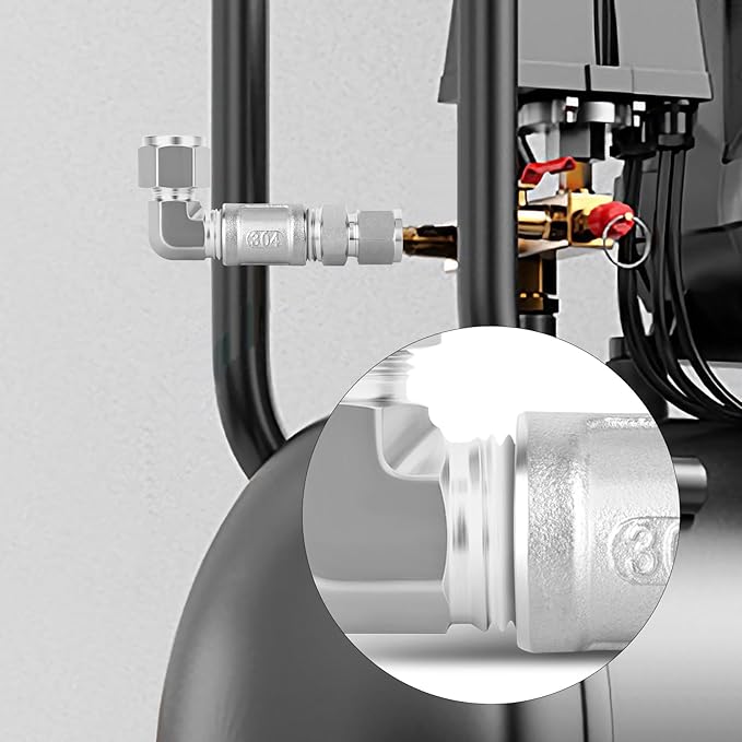 TAISHER 1PCS 316 Stainless Steel 90 Degree Compression Tube Pipe Fitting Connector, 3/8" Tube OD x 1/4" NPT Male Adapter