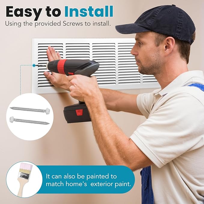 VOISEN Return Air Grille,Fits 30x8 Duct Opening,Steel Return Vent Cover, White Vent Cover Grill for Sidewall and Ceiling,HAVC Cold Air Return Vent Cover,Overall Size:31.8"W X 9.8"H