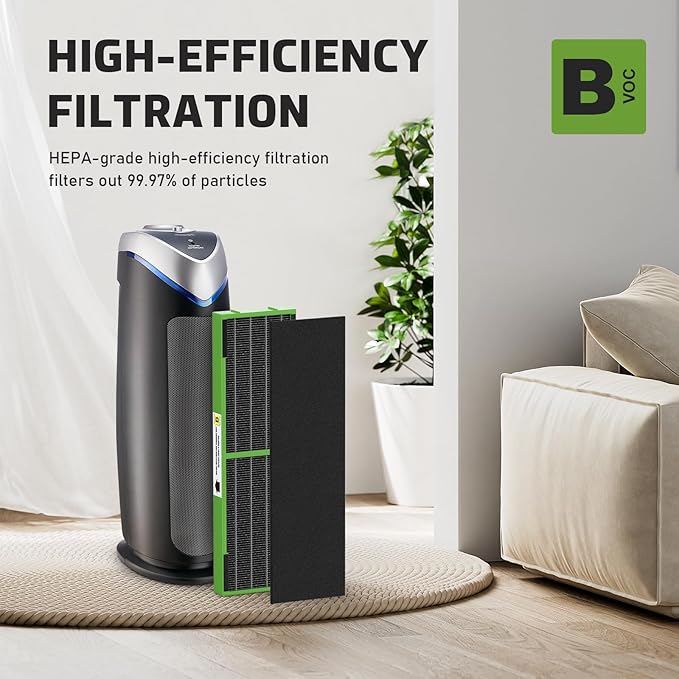 FLT4825VO Toxin Clear HEPA Replacement Compatible with AC4825 AC4300 AC4800 AC4900 AC4850, 2 True HEPA Filters & 6 Activated Carbon Pre-Filters, FLT4825VO, Black/Green