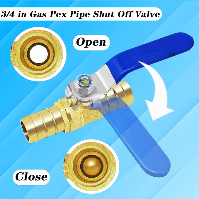 Brass Hose Barb Ball Valve Kit-2pcs 3/4'' Heater Hose Shut Off Valve with Stainless Steel Clamps-High Temperature Resistance Shut off PEX Ball Valve for Water, Oil, Gas, Fuel line Fittings