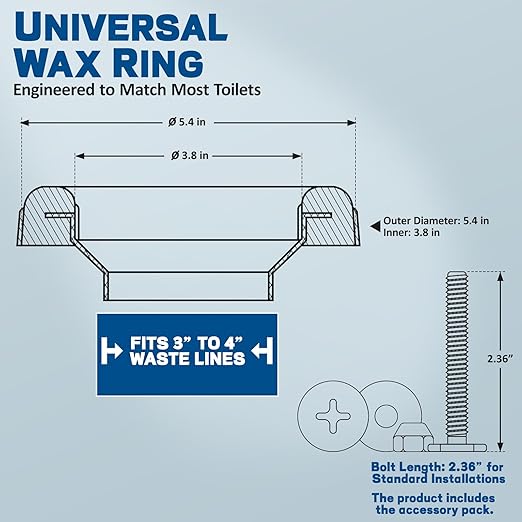 NEEXAN Toilet Wax Ring Replacement Kit with Hardware, Universal Wax Ring Kit for Toilet, Fits 3-inch and 4-inch Drain Pipes for a Tight, Leak-Proof Toilet Wax Ring