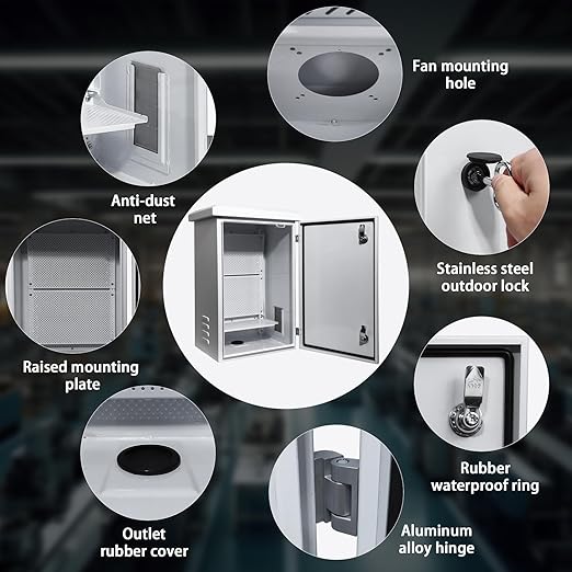 outdoor nema enclosure electrical box - 23.6x19.7x11.8" outdoor weatherproof network enclosure exterior box ventilated enclosure hinged outdoor galvanized electrical Ventilation Design(600*500*300mm)