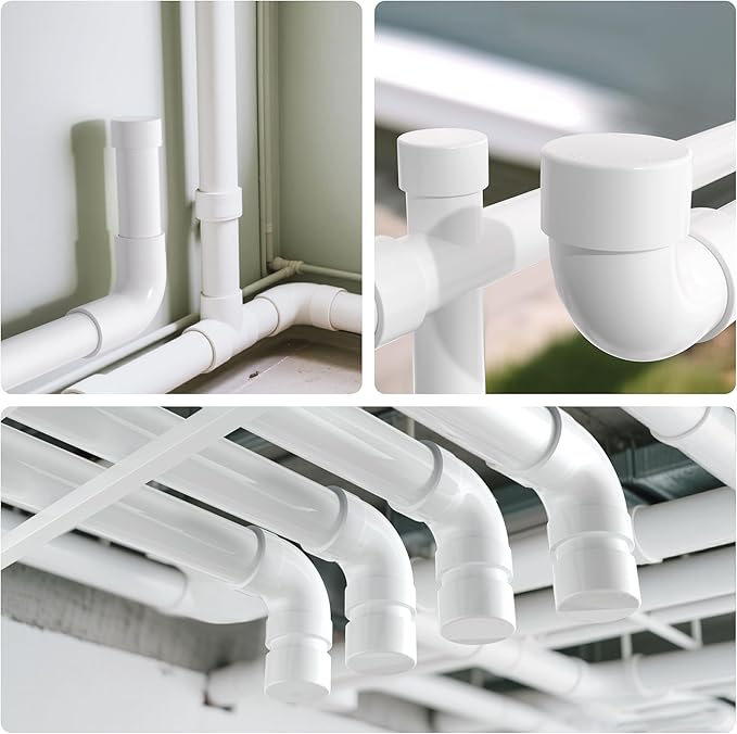 1/2" PVC Pipe End Cap Fitting, 30PCS SCH40 Furniture Grade PVC Pipe Plug Adapter, White Pipe Slip End Caps Sockets for Built Furniture DIY Garden Shelf
