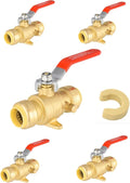 (Pack of 5) EFIELD 3/4 Inch Push-Fit Full Port Drop Ear Brass Ball Valve with Drain, UPC Certified, LF Brass,(PF-VALVE072-5PCS)