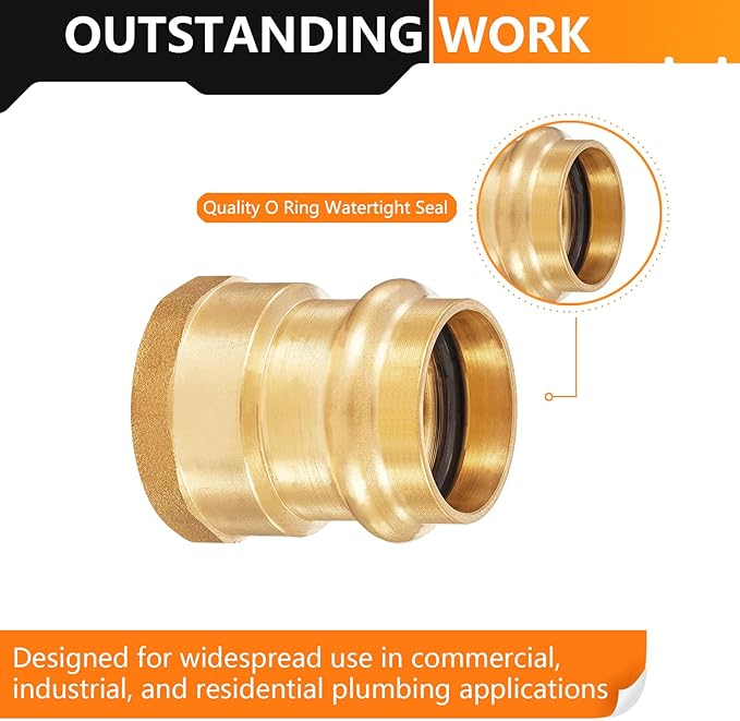 5-Pack HeSun Copper Press Fitting Adapter,3/4" Press X 3/4" Female NPT Adapter, LF Brass(PEX1807356-5)