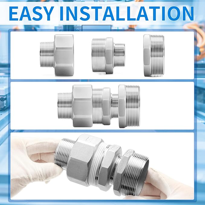 ChillWaves 304 Stainless Steel Pipe Fitting, Reducer Hex Nipple 2" NPT Male x 3/4" NPT Male Thread Adapter(2-PACK)