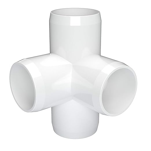 FORMUFIT 1” 4-Way Tee Furniture Grade PVC Fitting in White, Made in USA, UV-Resistant, Impact-Proof, 1.315” Actual Socket Diameter (Pack of 4) - F0014WT-WH-4