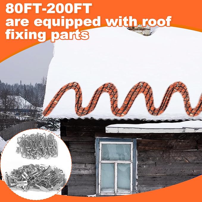 80FT Heat Tape for Water Pipes, -40°F Deicing Cable,Pipe Heating Cables for Roof,Gutter，Farm，Freeze Protetion Heat Trace Cable, Heated Water Hose,Plumbing Fixtures,120V 5W/FT