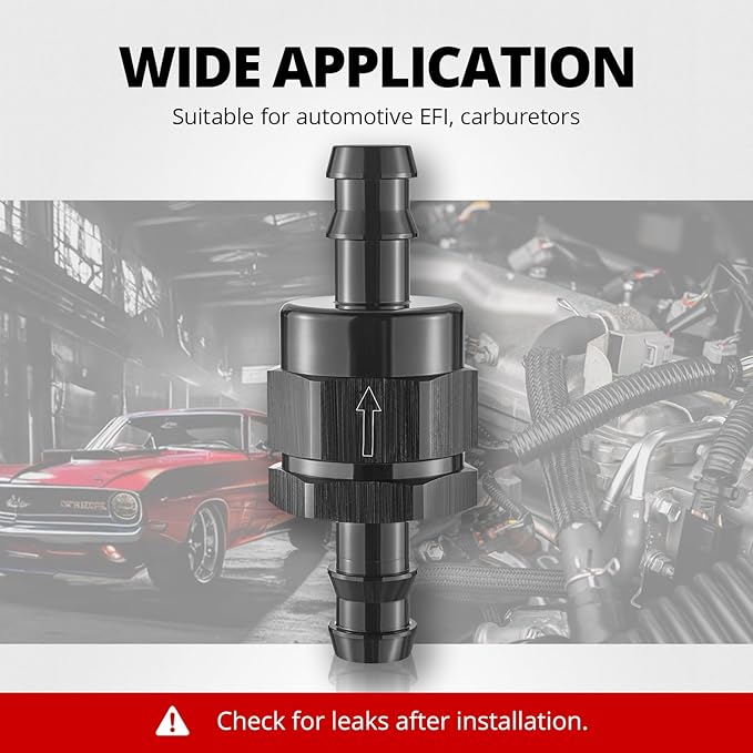 EVIL ENERGY 1/2" Check Valve, One Way Non-Return Valve Fitting Aluminum Black