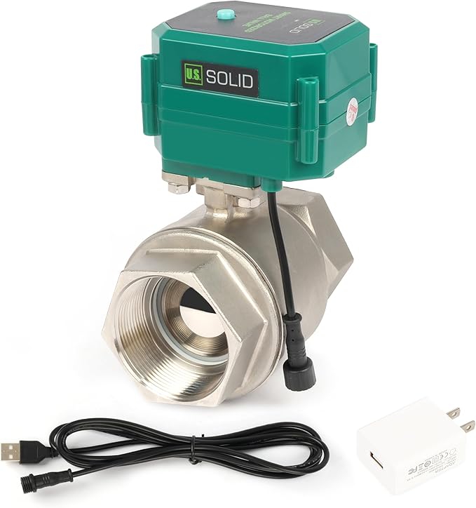 U.S. Solid 2" Smart Motorized Ball Valve - Stainless Steel Remote App Mobile-control Electrical Ball Valve with Manual Switch, Plug Connection