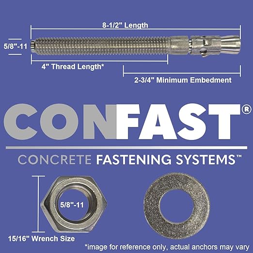 CONFAST 5/8" x 8-1/2" Galvanized Wedge Anchor (Box of 20)