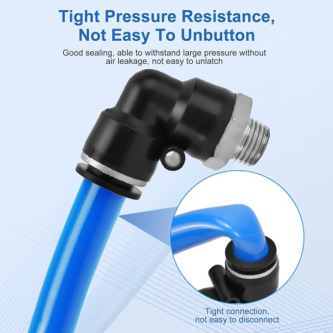 10 Pcs Push to Connect Fittings 1/2 Inch Tube OD x 3/8 Inch NPT Thread Pneumatic Male Elbow Quick Connect Air line fittings