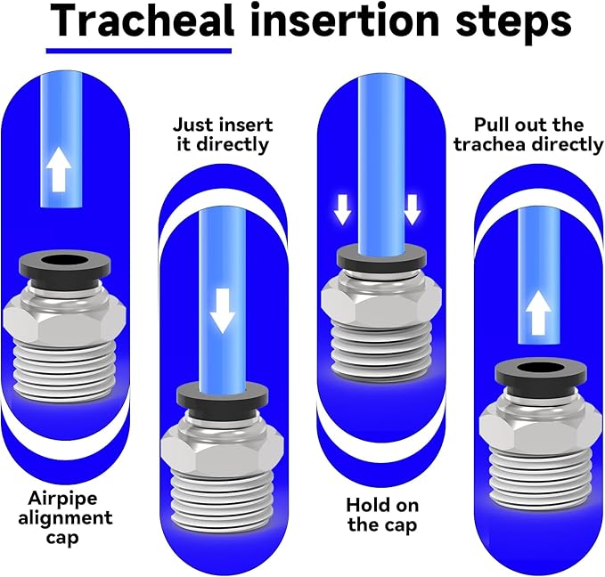 6Packs 1/4" OD Tube x 3/8" NPT Thread Straight Push to Connect Fittings,Pneumatic Male Quick Connect Air Line Hose Fittings Accessories