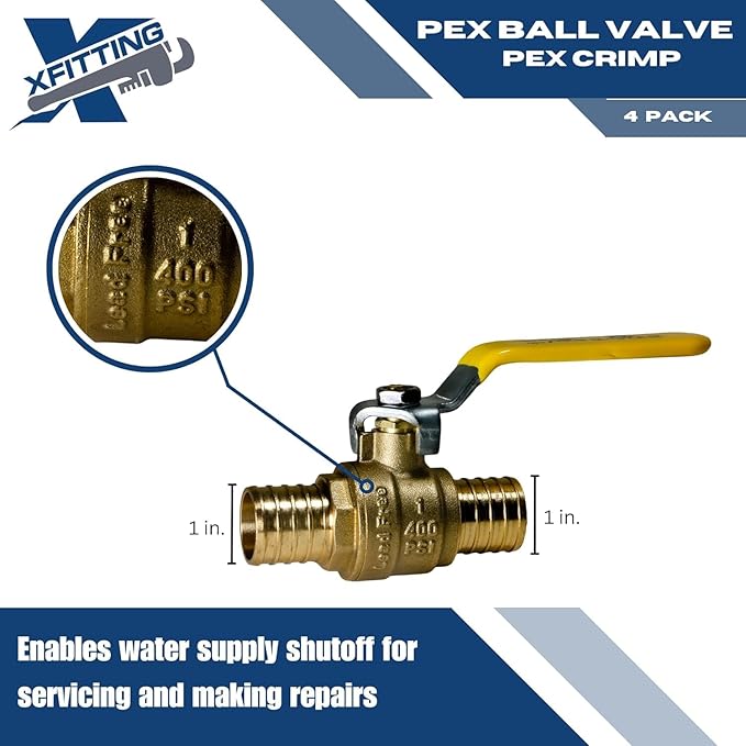XFITTING 20 Pieces 1" Pex Ball Valve, 23-1-1=20X (20 Packs)