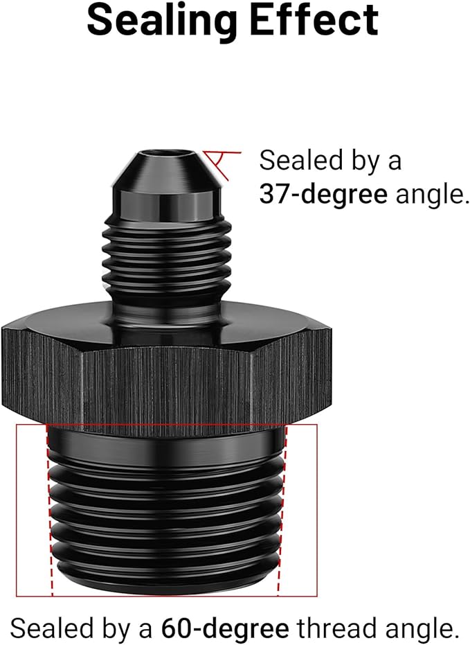 EVIL ENERGY 3AN Male Flare to 3/8" NPT Pipe Fitting Adapter Straight Aluminum Black