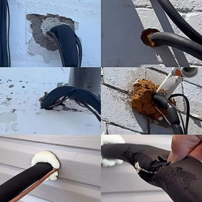 HVAC Wall Penetration & Line-Set Cover Kit, Easy-Install Wall Sleeve for Mini Splits & AC Systems, Weatherproof Universal Fit (Black Sealing Plate, S（Pipe 4.5 CM）)