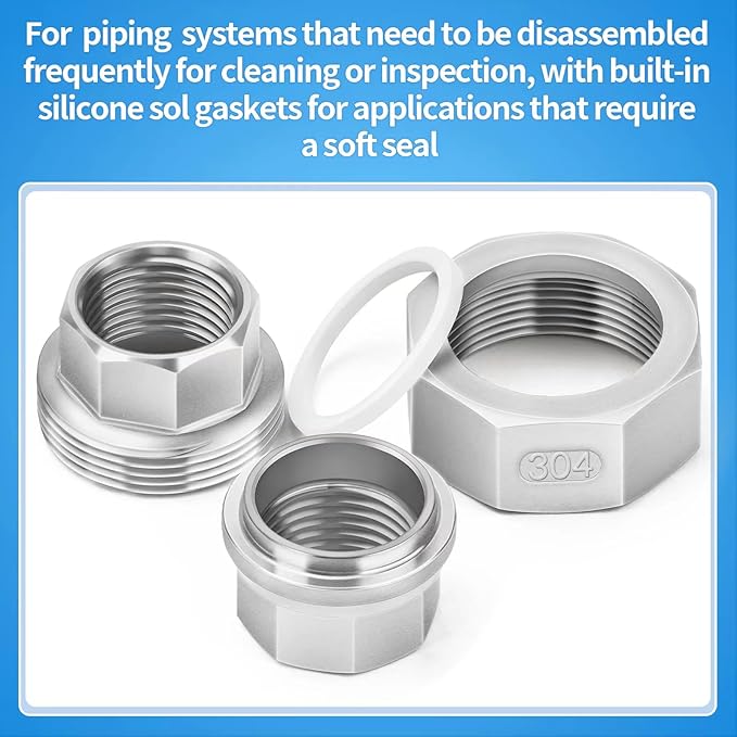 ChillWaves 304 Stainless steel Cast Pipe Fitting, Union，1-1/4" NPT Female，Thread Adapter(1-PACK)
