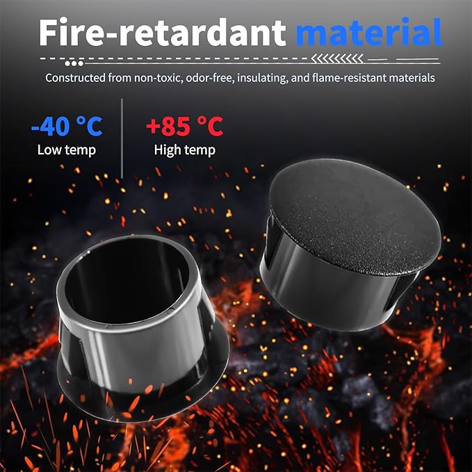50 Pcs OD 0.614"(15.6mm) Black Hole Knockout Locking Plugs,Plastic Nylon Round Drilling Hole Plugs,Flush Type Panel Round Snap in Fastener,Tube Fastener Cover for Furniture Insert End Caps