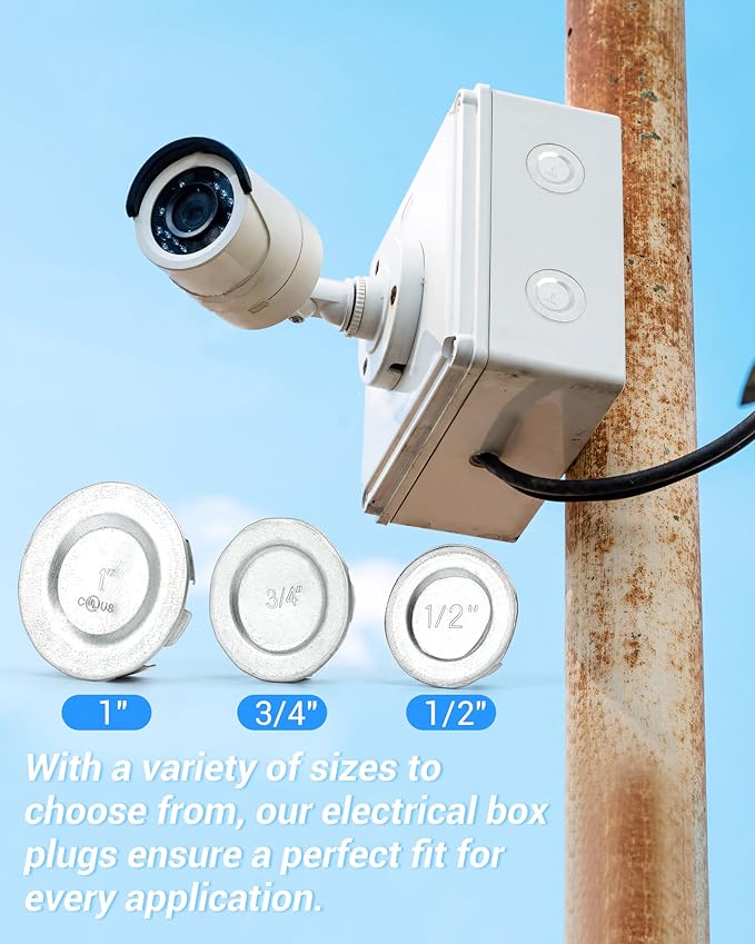 12 Pcs 1/2 inch Knockout Seal Electrical Box Knockout Plugs Removable Seals for Conduit Pipe Assorted Sizes to Fit Unused Electrical Box Openings
