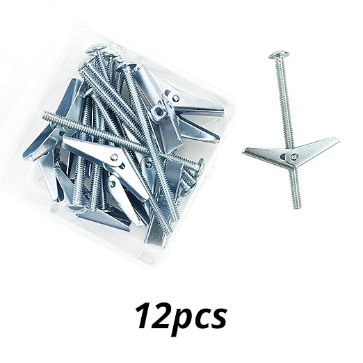 HASWARE Toggle Bolt Zinc Plated Steel and Wing Nut for Hanging Heavy Items on Drywall 3/16x3 (12 Pack)