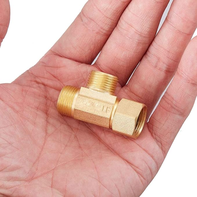 Lead-Free 4 PCS Brass Angle Stop Add-A-Tee Valve 3/8" Female by 3/8 Inch by 3/8-Inch Male T Extender Water Compression Easy Connect Tee (Pack of 4)