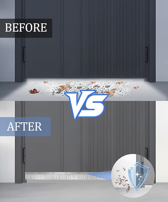 2 Set Door Brush Sweep – 2.80" x 39.3" CEPIA Garage Door Seal –White Roll Up & Exterior Door Sweep for Bottom Gap Protection (6.7 ft / 2000 mm)