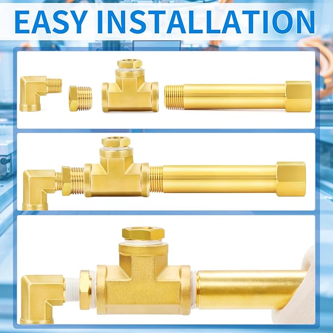 ChillWaves Brass Pipe Fitting, Long Nipple Pipe 1/2" NPT Male x 1/2" NPT Female Thread 4" Length(100MM)(1-PACK)