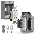 ELEGRP Outdoor GFCI Outlet with in Use Cover and Box Kit, 1 Gang, 20 Amp TRWR Self-Test GFI Receptacle, Extra Duty Metallic Electrical Outlet Box, Lockable in Use Cover, UL Listed, White, 1 Pack