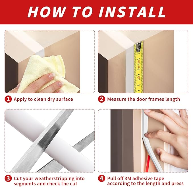 50 Feet D-Shape Rubber Weather Stripping Door Seal Strip, Self-Adhesive Backing Door Weatherstripping for Door Frame Insulation Large Gap, Easy Cut to Size with Tailor Scissors(White)