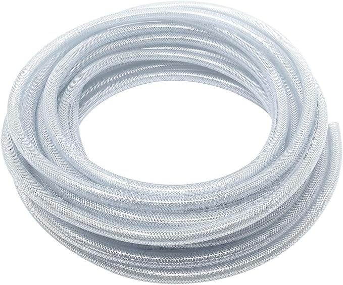 Gloxco Clear Braided PVC Tubing, Food Grade, Heavy Duty Reinforced Hose, 1/4" ID, 50 Ft Length