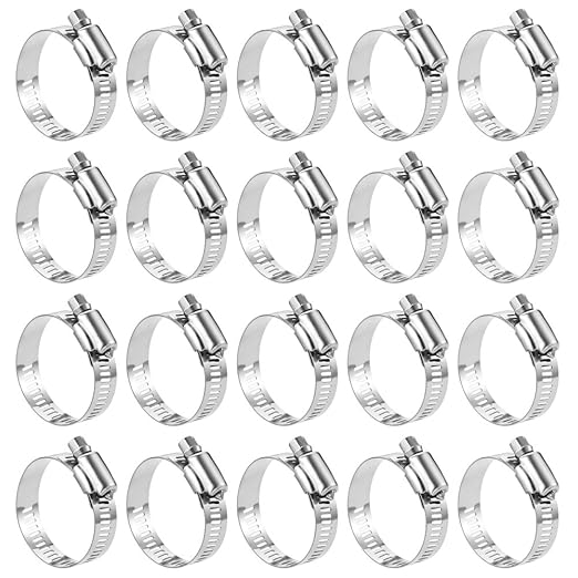 LOKMAN 20 Pack Stainless Steel Hose Clamp Adjustable 1-5/8'' - 2-1/2'' (40-63mm) Worm Gear Hose Clamp, Metal Fuel Line Pipe Clamp for Plumbing, Automotive And Mechanical Application