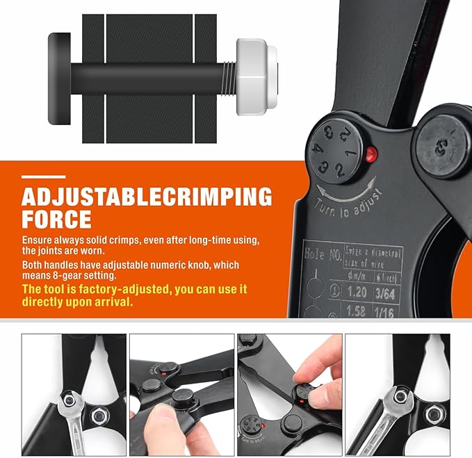 iCrimp Wire Rope Crimping Tool for Aluminum Oval Sleeves, Double Sleeves, Crimping Loop sleeve from 3/64-inch to 1/8-inch
