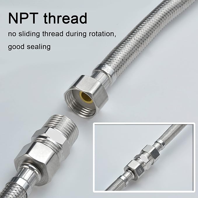 ZOUNI 5PCS Hex Nipple 3/8" Male x 3/8" Male Pipe Fittings, 304 Stainless Steel NPT 3/8 inch Male Threaded Pipe Adapter Fittings Equal Nipples Connectors, Male Straight Connector Pipe Fitting